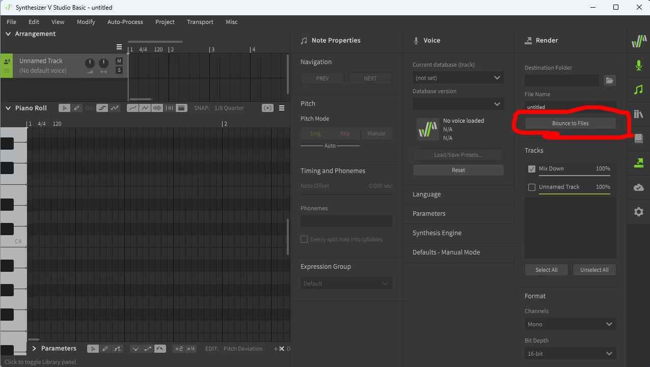 'Bounce to Files' button highlighted